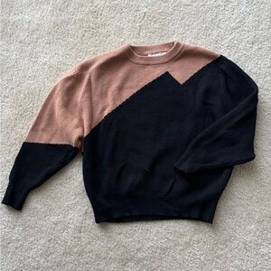 Stylish Black and Tan Sweater